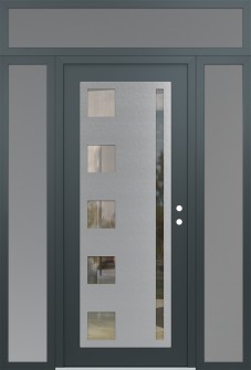 Diamond C3 60" x 96" anthracite/anthracite clear Glass Panel stainless steel LHI with 2 Sidelites and Transom frosted Glass