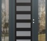Modern Steel Front Door Diamond C9 64" x 80" anthracite/anthracite frosted Glass Panel black LHI with 2 Sidelites clear Glass