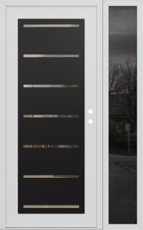 Diamond C11 52" x 80" white/white clear Glass Panel black LHI with Sidelite mirrored Glass