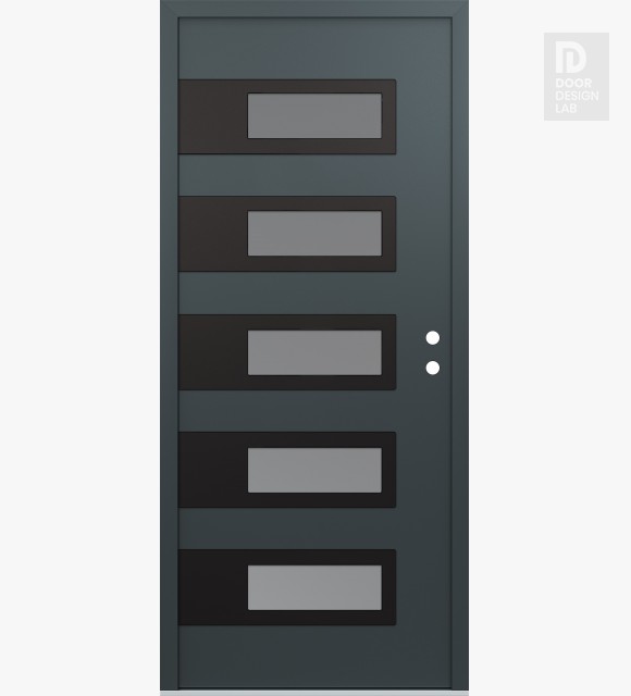 Modern Steel Front Door Diamond D3 36" x 80" anthracite/anthracite frosted Glass Panel black LHI