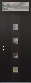 DIAMOND A12 36" X 96" BLACK/BLACK CLEAR GLASS PANEL BLACK RHI WITH TRANSOM CLEAR GLASS