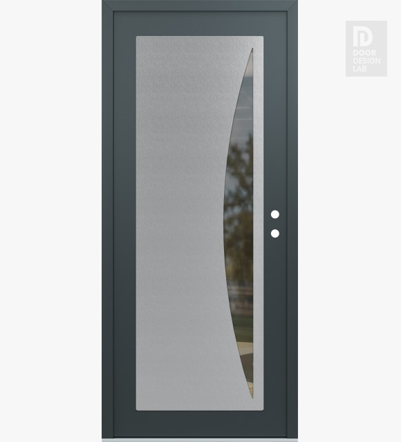 Modern Steel Front Door Diamond C13 36" x 80" anthracite/anthracite clear Glass Panel stainless steel LHI