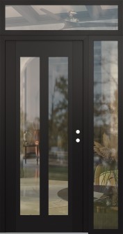 Diamond C14 52" x 96" black/black clear Glass Panel black LHI with Sidelite and Transom clear Glass