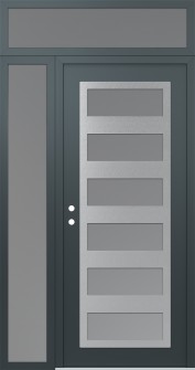 Diamond C9 48" x 96" anthracite/anthracite frosted Glass Panel stainless steel RHI with Sidelite and Transom frosted Glass