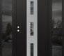 Modern Steel Front Door DIAMOND A7 68" X 80" BLACK/BLACK MIRRORED GLASS PANEL STAINLESS STEEL RHI WITH 2 SIDELITES MIRRORED GLASS