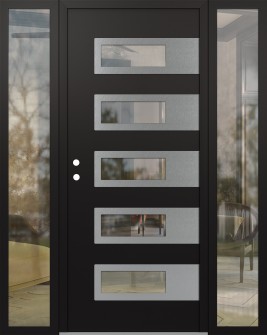 Diamond D3 64" x 80" black/black clear Glass Panel stainless steel RHI with 2 Sidelites clear Glass