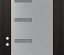 Modern Steel Front Door Diamond C8 36" x 96" black/white frosted Glass Panel stainless steel RHI with Transom mirrored Glass