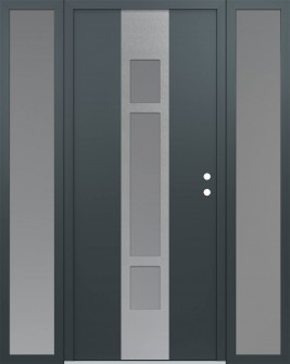 DIAMOND A9 64" X 80" ANTHRACITE/ANTHRACITE FROSTED GLASS PANEL STAINLESS STEEL LHI WITH 2 SIDELITES FROSTED GLASS