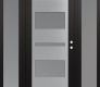 Modern Steel Front Door Diamond C10 68" x 80" black/white frosted Glass Panel stainless steel LHI with 2 Sidelites frosted Glass