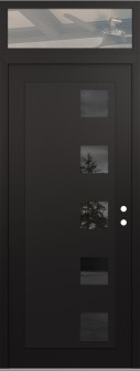 Diamond C5 36" x 96" black/black mirrored Glass Panel black LHI with Transom clear Glass
