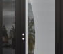Modern Steel Front Door Diamond C13 48" x 96" black/black clear Glass Panel stainless steel RHI with Sidelite and Transom mirrored Glass