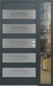 Diamond D9 50" x 80" anthracite/anthracite frosted Glass Panel stainless steel LHI with Sidelite clear Glass