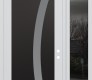 Modern Steel Front Door Diamond C4 52" x 96" white/white frosted Glass Panel black LHI with Sidelite and Transom mirrored Glass