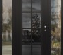 Modern Steel Front Door Diamond C16 60" x 80" black/black mirrored Glass Panel black LHI with 2 Sidelites clear Glass