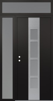 DIAMOND A10 48" X 96" BLACK/WHITE FROSTED GLASS PANEL STAINLESS STEEL RHI WITH SIDELITE AND TRANSOM FROSTED GLASS