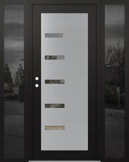 Diamond C8 68" x 80" black/black clear Glass Panel stainless steel RHI with 2 Sidelites mirrored Glass