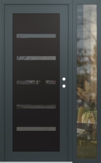 Diamond C7 52" x 80" anthracite/anthracite mirrored Glass Panel black LHI with Sidelite clear Glass