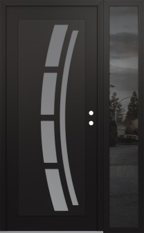 Diamond C12 52" x 80" black/white frosted Glass Panel black LHI with Sidelite mirrored Glass