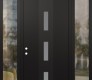 Modern Steel Front Door DIAMOND A7 64" X 96" BLACK/WHITE FROSTED GLASS PANEL BLACK RHI WITH 2 SIDELITES AND TRANSOM CLEAR GLASS