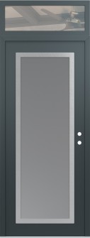 Diamond C1 36" x 96" anthracite/anthracite frosted Glass Panel stainless steel LHI with Transom clear Glass