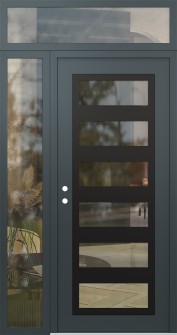 Diamond C9 50" x 96" anthracite/anthracite clear Glass Panel black RHI with Sidelite and Transom clear Glass