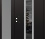 Modern Steel Front Door DIAMOND A11 48" X 80" BLACK/BLACK MIRRORED GLASS PANEL STAINLESS STEEL RHI WITH SIDELITE FROSTED GLASS