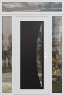 Diamond C13 64" x 96" white/white clear Glass Panel black LHI with 2 Sidelites and Transom clear Glass