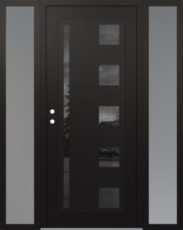 Diamond C3 68" x 80" black/black mirrored Glass Panel black RHI with 2 Sidelites frosted Glass