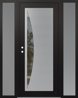 Diamond C13 60" x 80" black/black clear Glass Panel stainless steel RHI with 2 Sidelites frosted Glass
