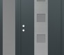 Modern Steel Front Door DIAMOND A12 48" X 80" ANTHRACITE/ANTHRACITE FROSTED GLASS PANEL STAINLESS STEEL RHI WITH SIDELITE FROSTED GLASS
