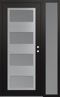 Diamond C2 52" x 80" black/white frosted Glass Panel stainless steel LHI with Sidelite frosted Glass