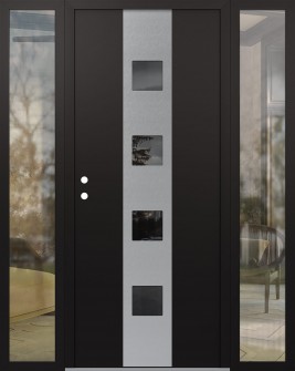 DIAMOND A12 60" X 80" BLACK/BLACK MIRRORED GLASS PANEL STAINLESS STEEL RHI WITH 2 SIDELITES CLEAR GLASS