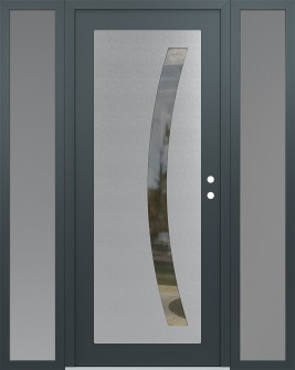 Diamond C4 64" x 80" anthracite/anthracite clear Glass Panel stainless steel LHI with 2 Sidelites frosted Glass