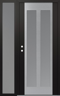 Diamond C14 52" x 80" black/white frosted Glass Panel stainless steel RHI with Sidelite frosted Glass