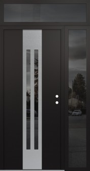 DIAMOND A8 50" X 96" BLACK/BLACK MIRRORED GLASS PANEL STAINLESS STEEL LHI WITH SIDELITE AND TRANSOM MIRRORED GLASS