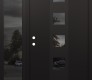 Modern Steel Front Door DIAMOND A13 52" X 80" BLACK/BLACK MIRRORED GLASS PANEL BLACK RHI WITH SIDELITE MIRRORED GLASS