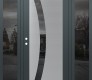 Modern Steel Front Door Diamond C4 68" x 80" anthracite/anthracite mirrored Glass Panel stainless steel RHI with 2 Sidelites mirrored Glass