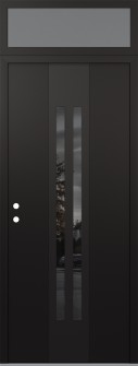 DIAMOND A8 36" X 96" BLACK/BLACK MIRRORED GLASS PANEL BLACK RHI WITH TRANSOM FROSTED GLASS