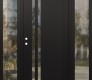 Modern Steel Front Door Diamond C6 64" x 80" black/black clear Glass Panel black RHI with 2 Sidelites clear Glass