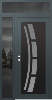 Diamond C12 52" x 96" anthracite/anthracite frosted Glass Panel black RHI with Sidelite and Transom mirrored Glass