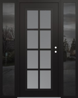 Diamond C16 60" x 80" black/white frosted Glass Panel black LHI with 2 Sidelites mirrored Glass