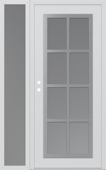 Diamond C16 52" x 80" white/white frosted Glass Panel stainless steel RHI with Sidelite frosted Glass