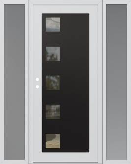 Diamond C5 64" x 80" white/white clear Glass Panel black RHI with 2 Sidelites frosted Glass