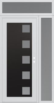 Diamond C5 52" x 96" white/white frosted Glass Panel black LHI with Sidelite and Transom frosted Glass