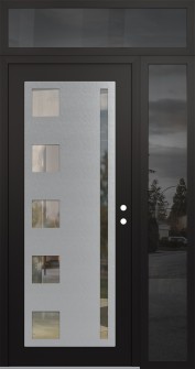 Diamond C3 48" x 96" black/black clear Glass Panel stainless steel LHI with Sidelite and Transom mirrored Glass