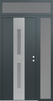 DIAMOND A6 48" X 96" ANTHRACITE/ANTHRACITE FROSTED GLASS PANEL STAINLESS STEEL LHI WITH SIDELITE AND TRANSOM FROSTED GLASS