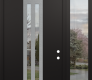 DIAMOND A8 52" X 96" BLACK/BLACK CLEAR GLASS PANEL STAINLESS STEEL RHI WITH SIDELITE AND TRANSOM CLEAR GLASS