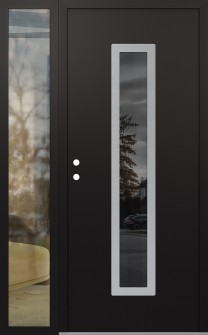 DIAMOND A11 52" X 80" BLACK/BLACK MIRRORED GLASS PANEL STAINLESS STEEL RHI WITH SIDELITE CLEAR GLASS