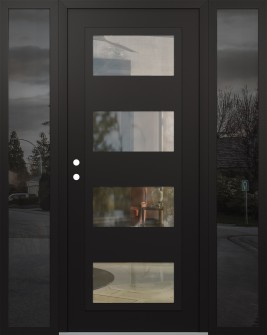 Diamond C2 64" x 80" black/black clear Glass Panel black RHI with 2 Sidelites mirrored Glass