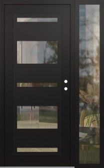 Diamond C10 52" x 80" black/black clear Glass Panel black LHI with Sidelite clear Glass